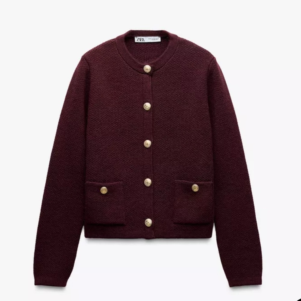 Zara Women's Burgundy cardigan